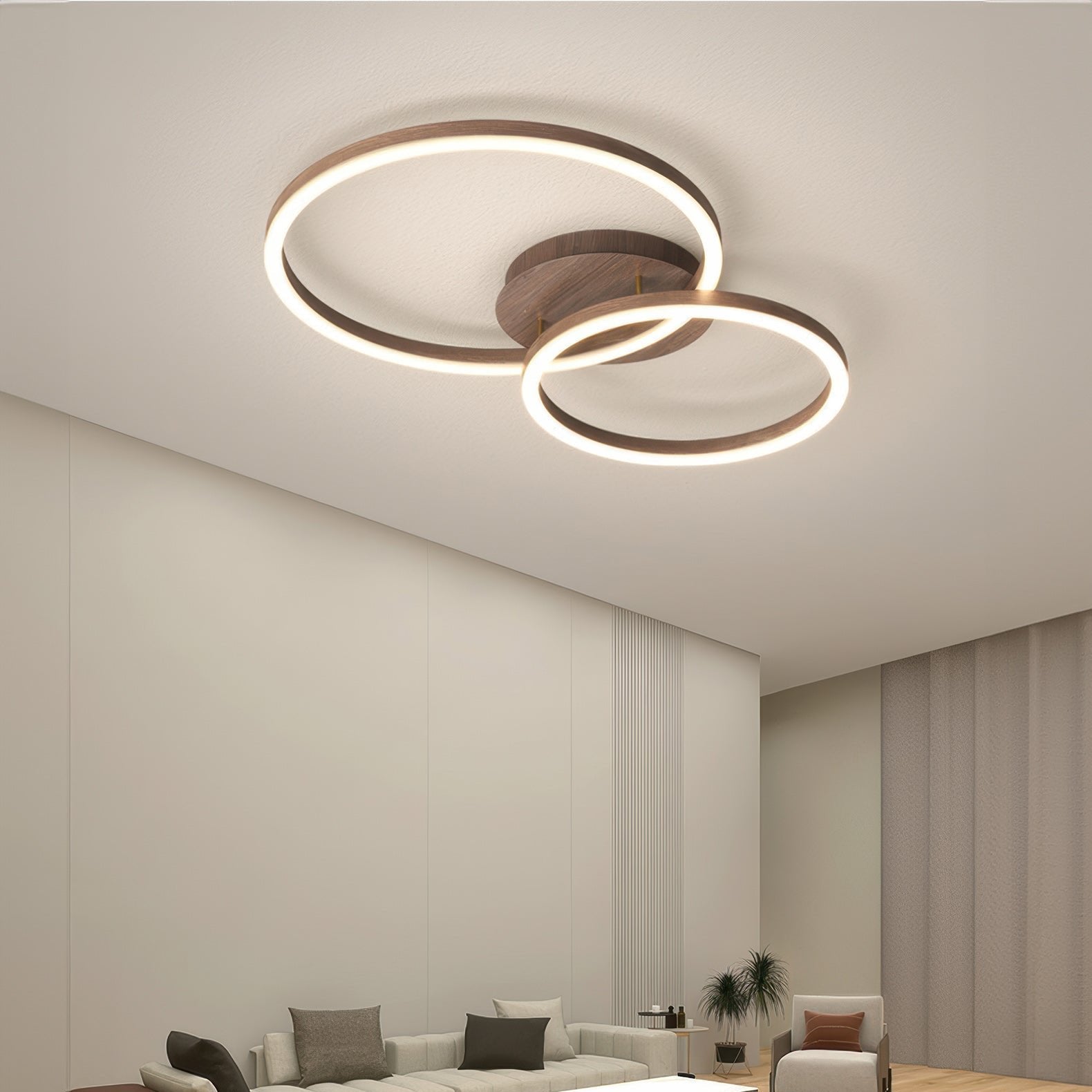 "Moderne LED takarmatur med geometrisk design, energiøkonomisk belysning, perfekt for moderne interiør."
