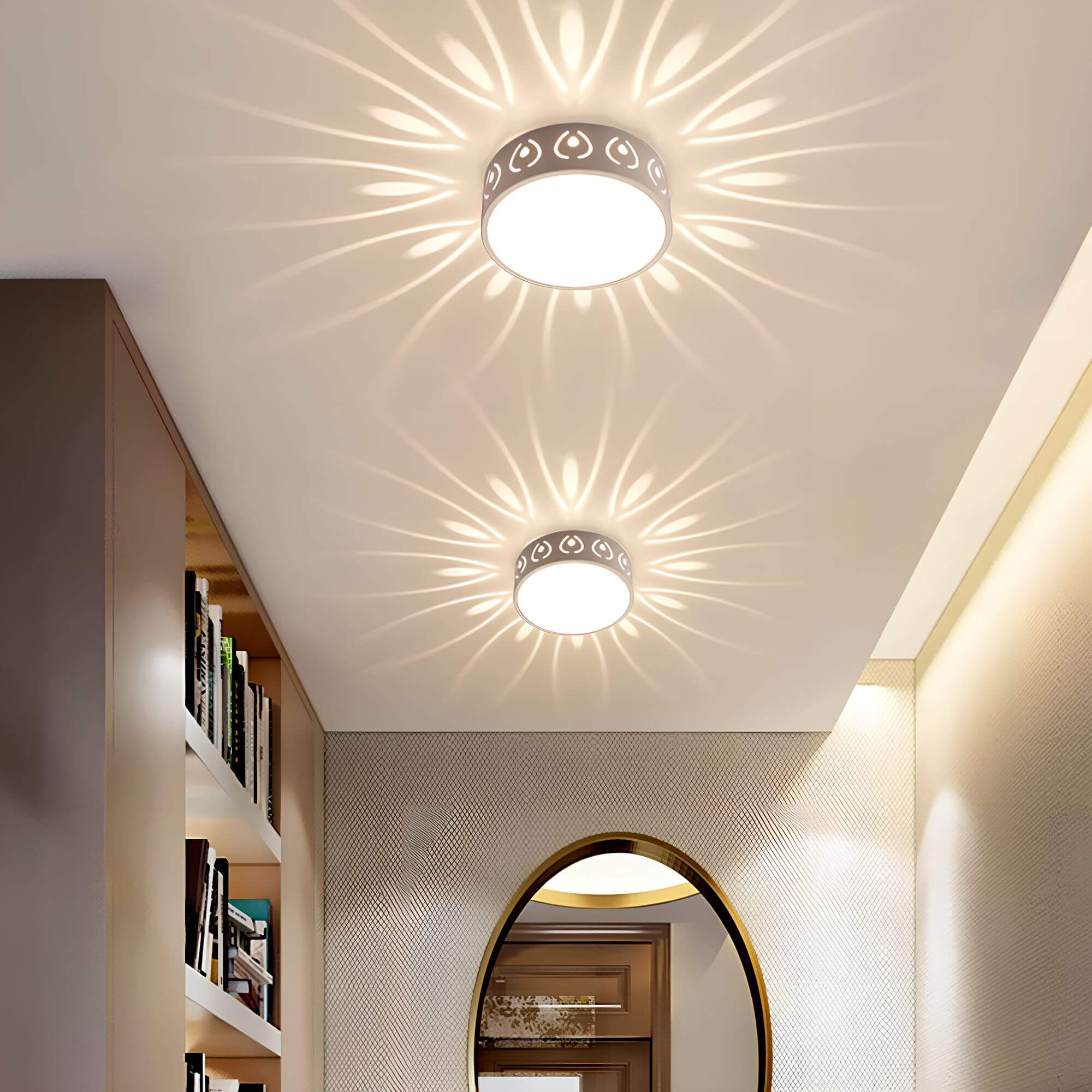 Funksjonell LED-belysning for tak, moderne stil. Optimal som balkonglampe og korridorbelysning, enkel montering.