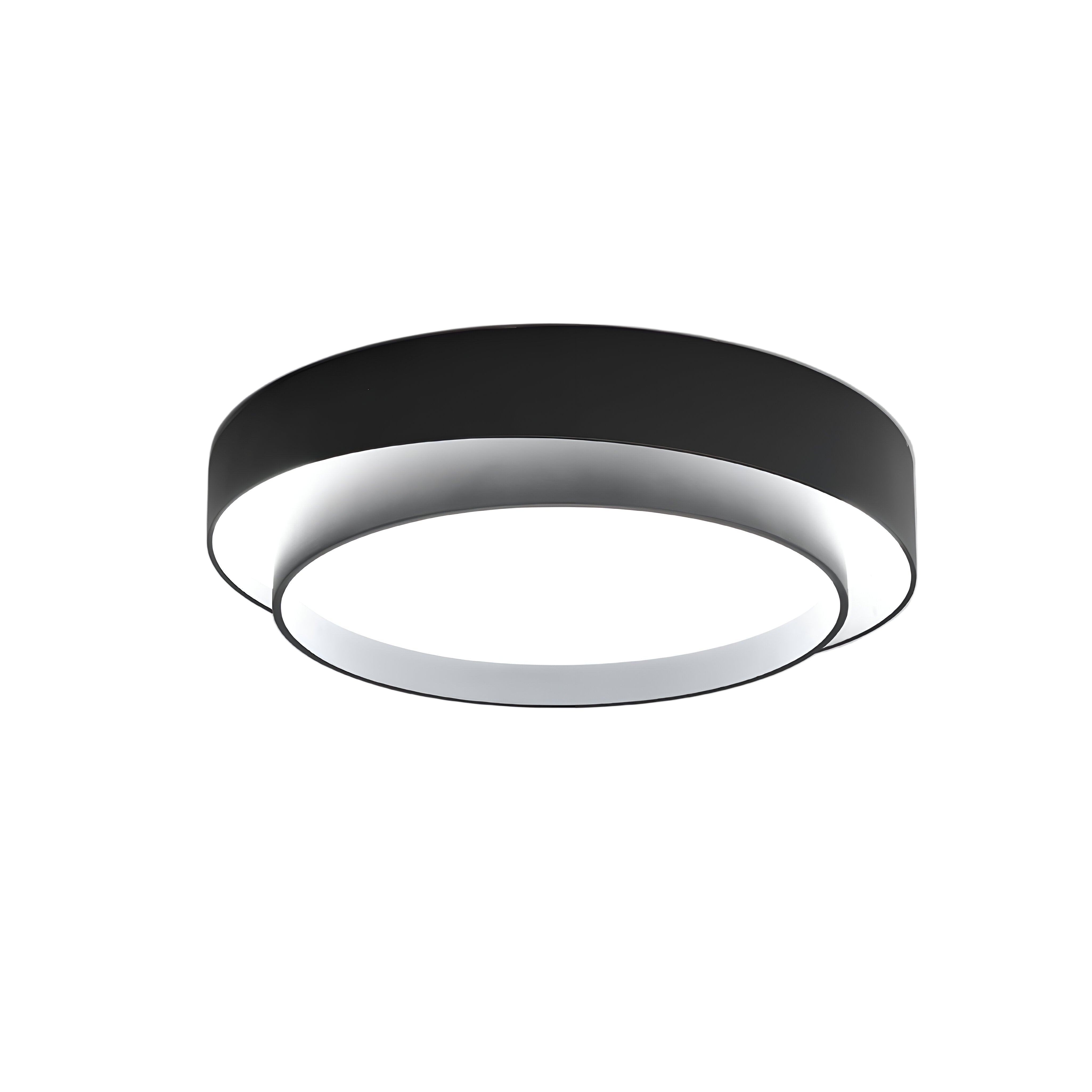 Moderne LED taklampe med dobbeltlags design. Stilren, energieffektiv innendørs belysning.