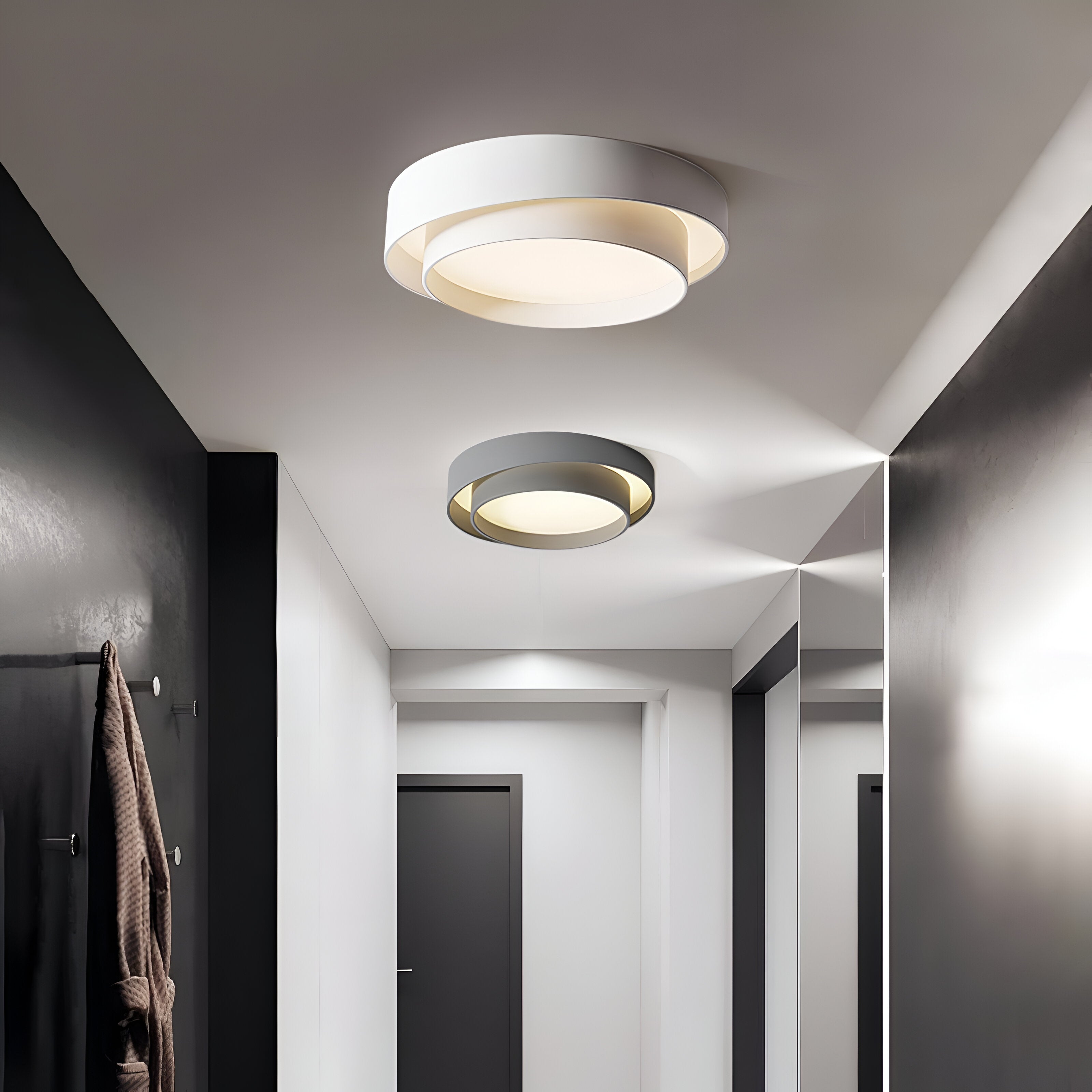 Moderne dobbeltlags LED taklampe for enkel installasjon. Ideell takbelysning til innendørs bruk.
