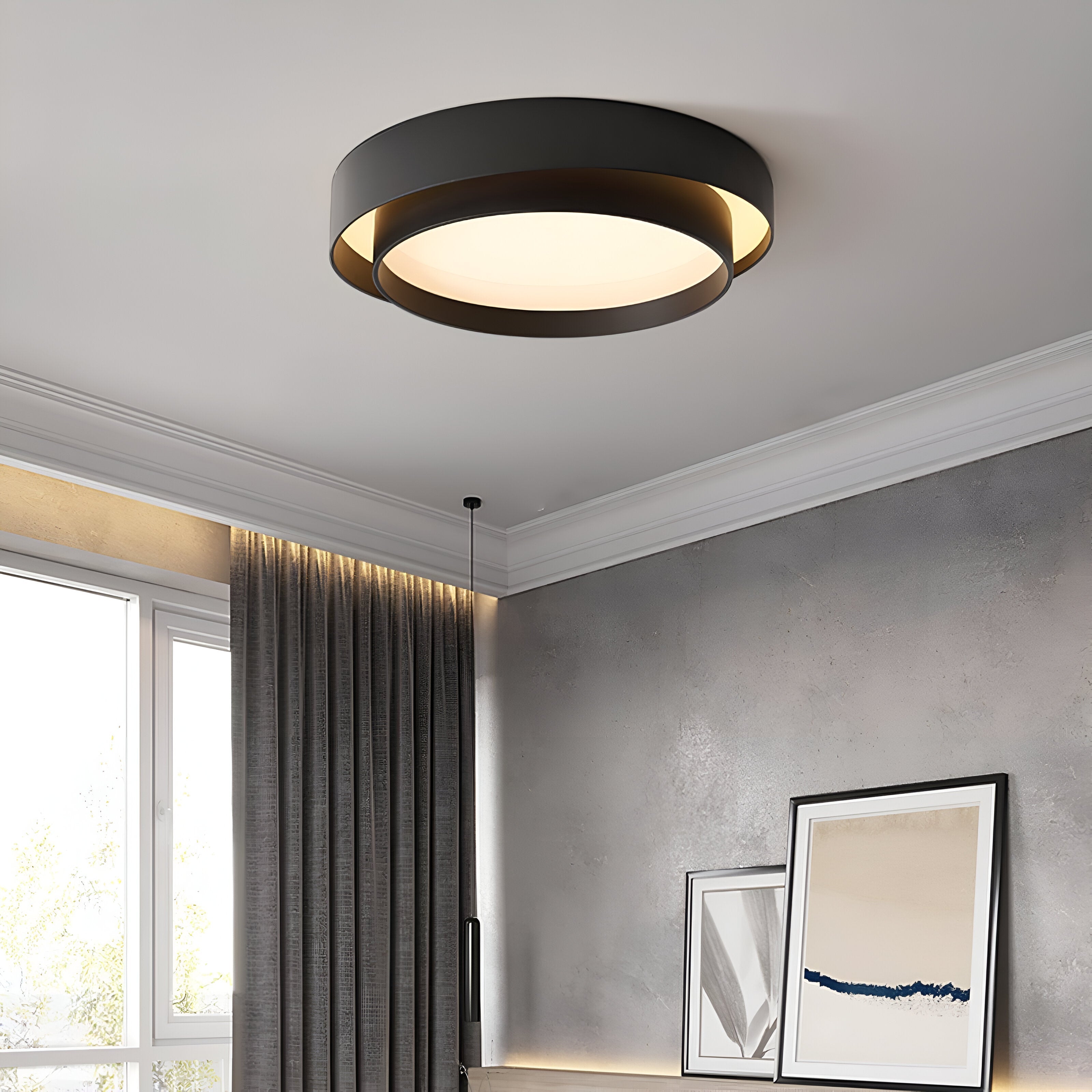 Dekorativ LED taklampe med unikt dobbeltlags design. En stilren, moderne innredningsdetalj.