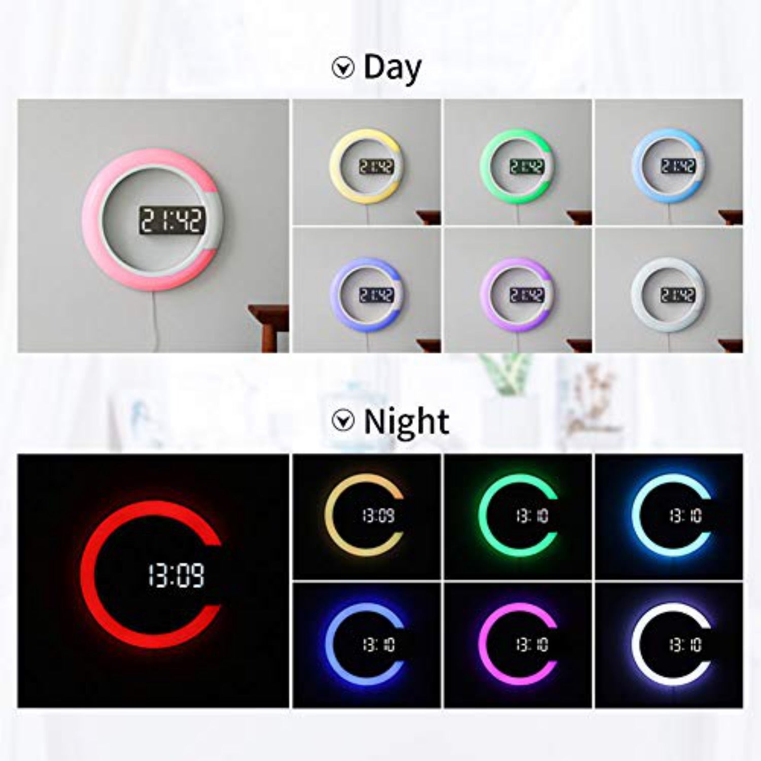 Digital veggklokke i slankt, moderne design, med LED-belysning for optimal lesbarhet i alle lysforhold.