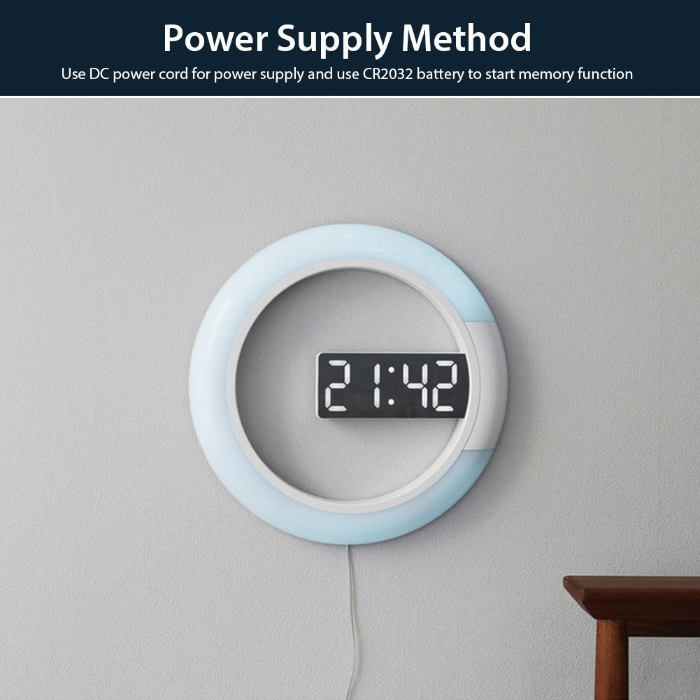 Trendy LED veggklokke med minimalistisk estetikk, smart funksjonalitet og digital visning for moderne hjem.