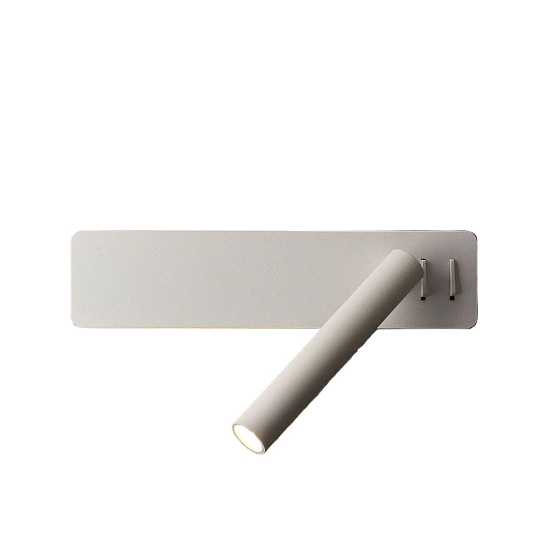 Moderne LED vegglampe med justerbart leselys for soverom og stue. Minimalistisk design og funksjonell belysning.