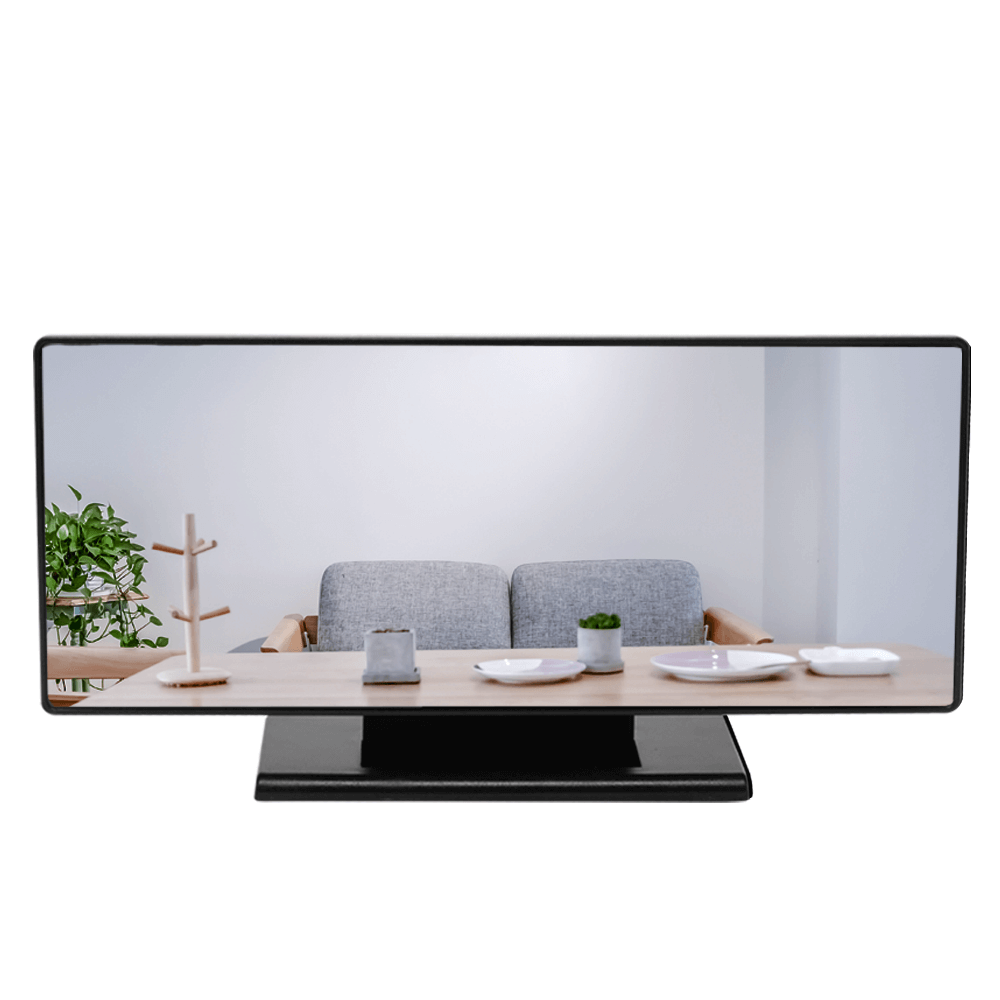Moderne LED vekkerklokke med et rent design, speilskjerm som reflekterer og viser digital tid og temperatur