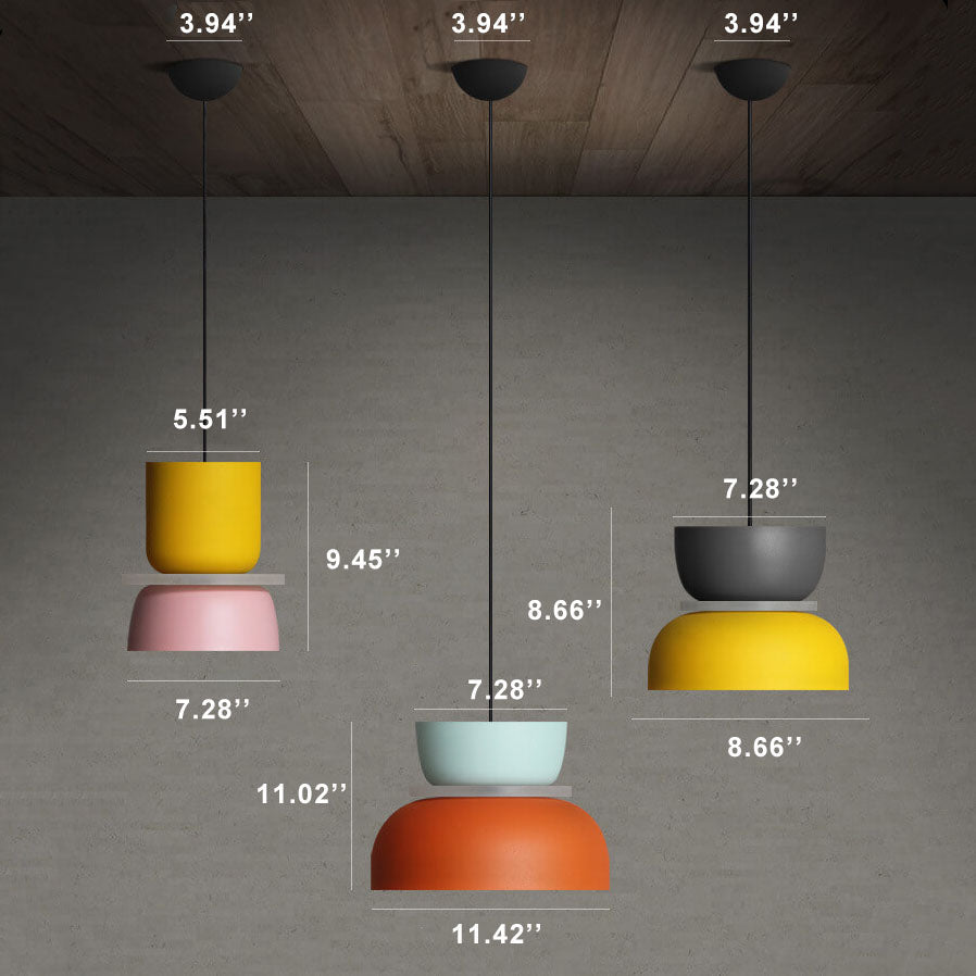 Macaron-farget pendellampe, moderne skandinavisk LED-taklampe som gir et friskt preg til stuen.