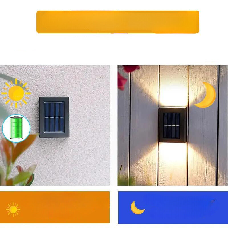 Allsidig solcelle vegglampe for terrassen, balkongen eller inngangspartiet. Gir praktisk og stemningsfull belysning.