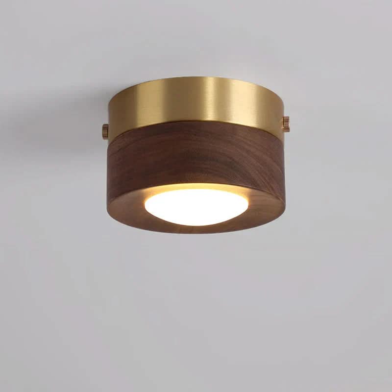 Energieffektiv LED-lampe for tak. Valnøttfarget design for moderne innendørsbelysning i hjemmet.