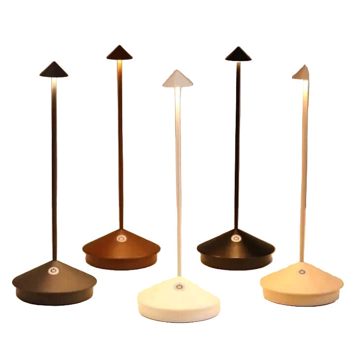 Moderne trådløs LED bordlampe, dimbar for innendørs/utendørs bruk. Oppladbar, vanntett design.