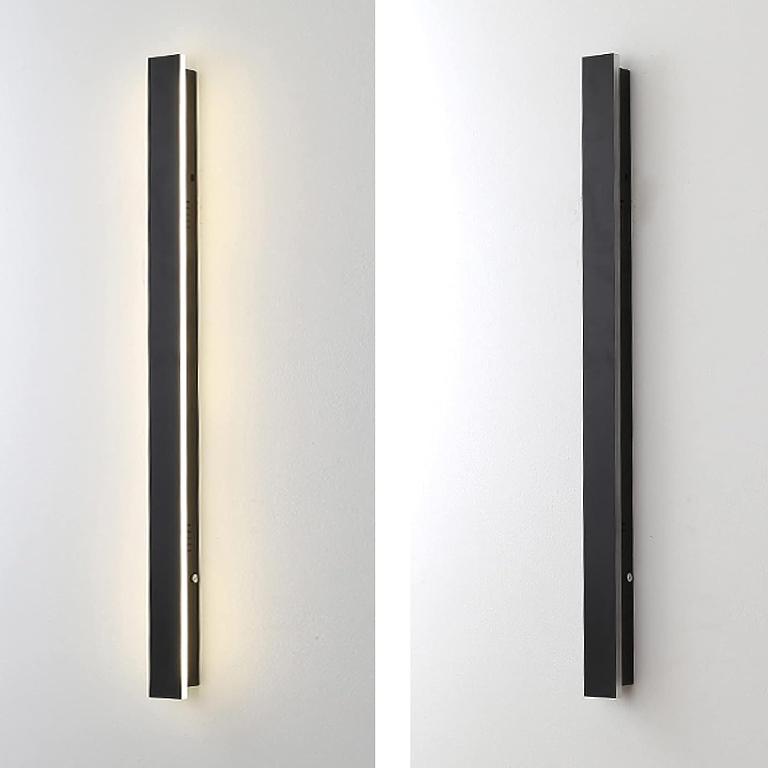 Værbestandig utendørs belysning: Lang LED-vegglampe med slank, moderne design. Ideell for balkong og uteområder.