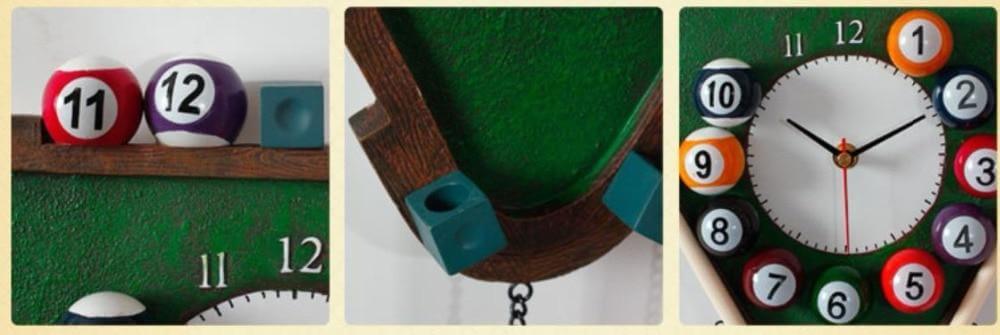 Elegant veggklokke med moderne billiarddesign. Ideell for et stilfullt spillrom eller en hjemmebar.