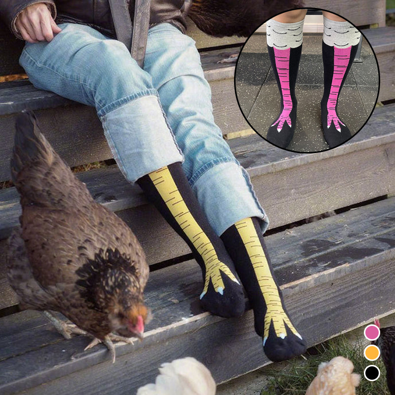 "Morsomme kyllingbensokker: Unisex kostymesokker, hvit, rosa, svart. Perfekt for fest. Velg stil: over-kneet eller kne-høy."