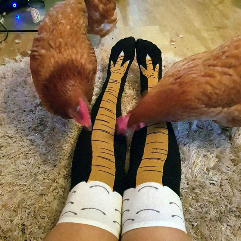 "Morsomme kyllingbensokker: Unisex kostymesokker, hvit, rosa, svart. Perfekt for fest. Velg stil: over-kneet eller kne-høy."