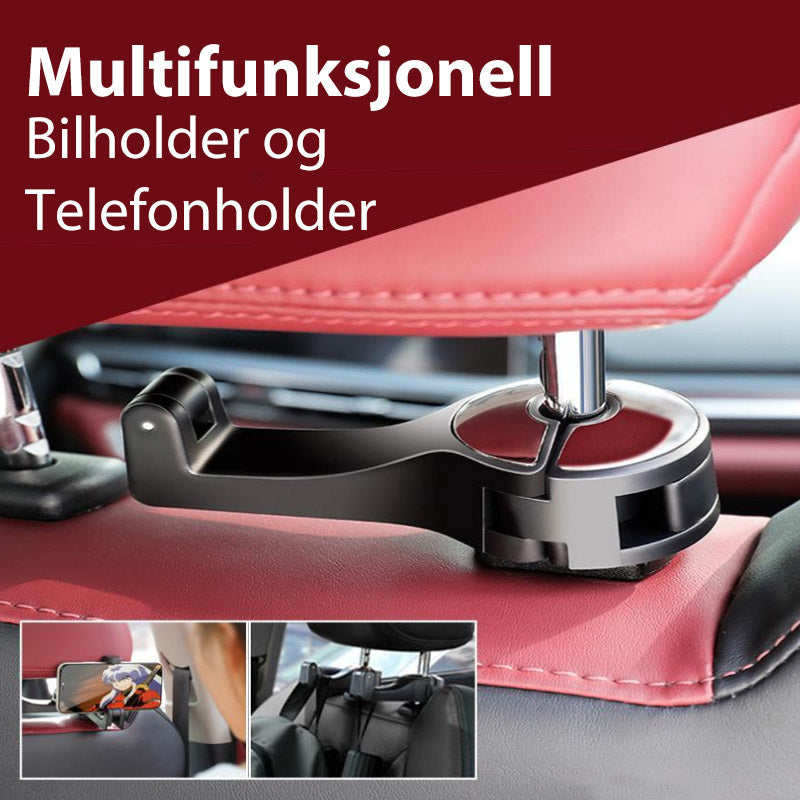"Multifunksjonell bilseteknagg, roterbar, i høykvalitets ABS-plast, enkel montering, gyllen og blå farge."