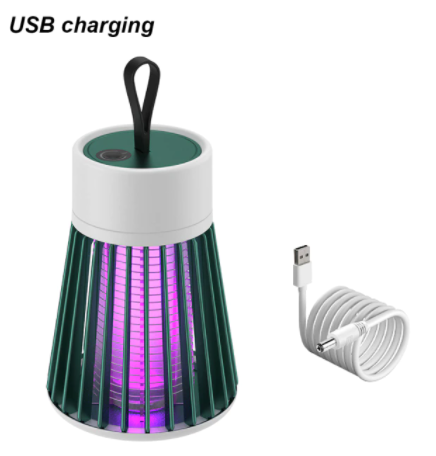 Komplett skadedyrkontroll med myggdreper, LED-lys og USB-lading. Giftfri løsning for innendørs/utendørs bruk.