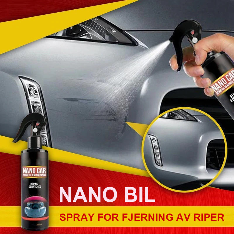 "Nano-spray for bilriper, reparer riper enkelt, brukervennlig flaske, blank finish, bilpleieinnovasjon, enkel påføring."