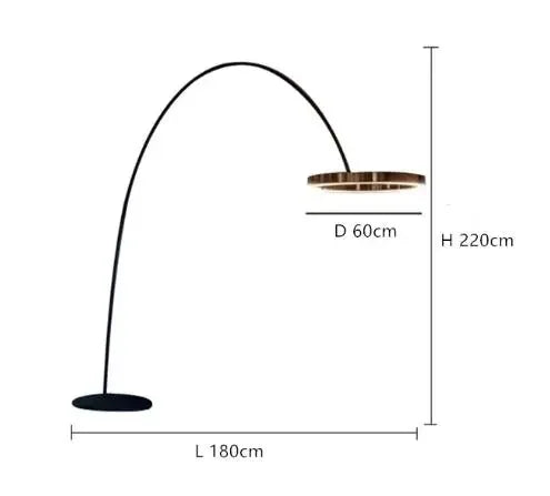 "Nordisk LED gulvlampe i minimalistisk design, tilgjengelig i gull, roségull og svart. Perfekt for moderne interiør."