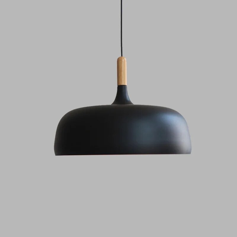 "Nordisk LED-pendellampe med elegant design, tilgjengelig i flere farger som hvit, svart, grønn, blå, gul og rosa."