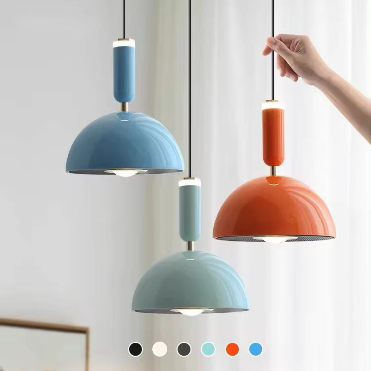 "Nordisk Macaron LED pendellampe i moderne design, minimalistisk stil, tilgjengelig i flere farger, ideell for stuen."