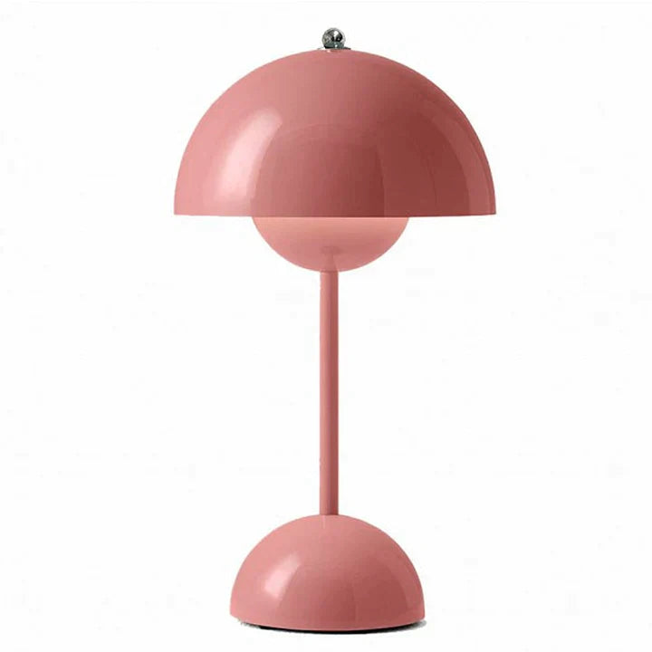 Nattbordslampe: liten, hvit bordlampe med justerbar lysstyrke og soppdesign