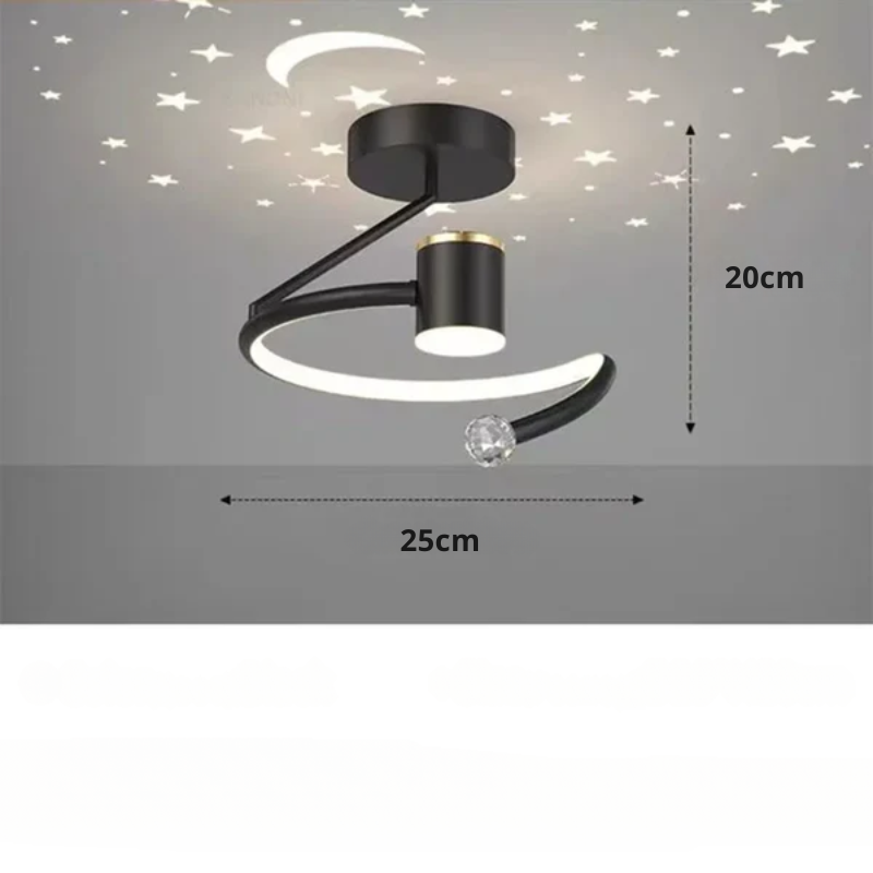 "Norvo LED taklampe med stjernehimmel, rund form, avslappende atmosfære. Perfekt til barnerom og stue."