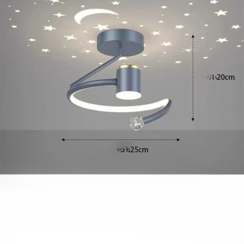"Norvo LED taklampe med stjernehimmel, rund form, avslappende atmosfære. Perfekt til barnerom og stue."