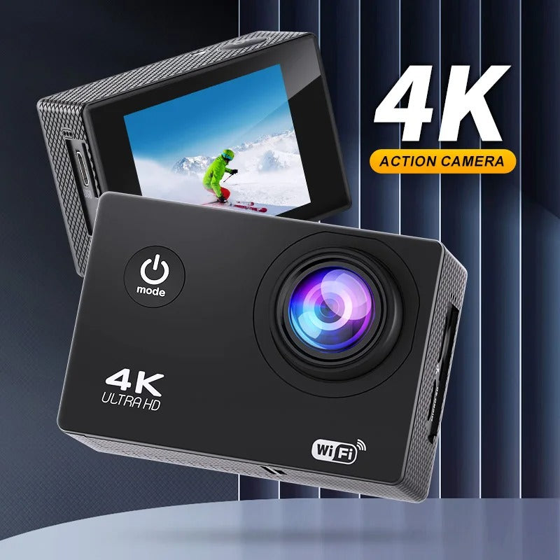 "Norvo Ultra HD sport pro kamera, kompakt svart design, 4K, vanntett opptil 30m, perfekte detaljer for friluftseventyr."