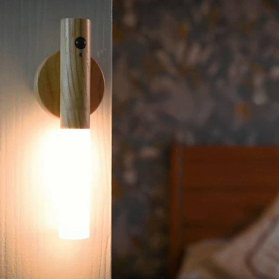 "Oppladbar LED nattlampe med bevegelsessensor, varmt lys, moderne design, 3 m rekkevidde, enkel installasjon"
