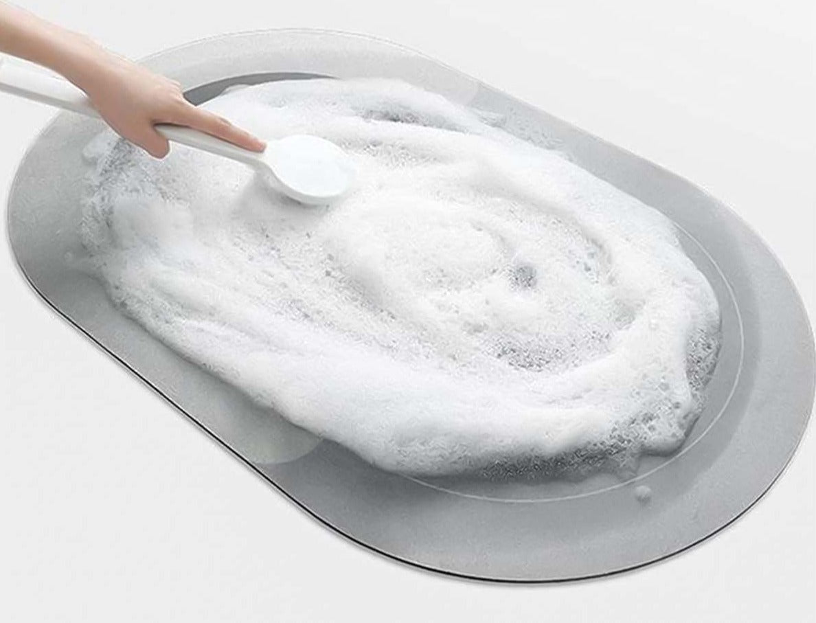 Elegant oval hjemmetekstil gulvmatte i mørkeblått, holdbar og enkel å rengjøre