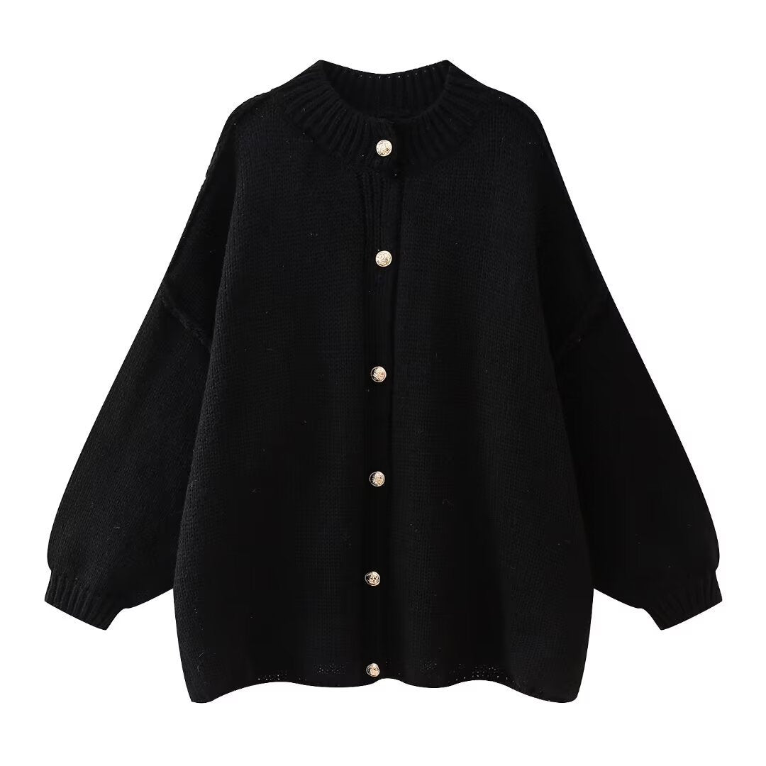 Oversized damecardigan med knapper, perfekt for lagpålag og hverdagsmote. Komfortabel og allsidig stil S-3XL.