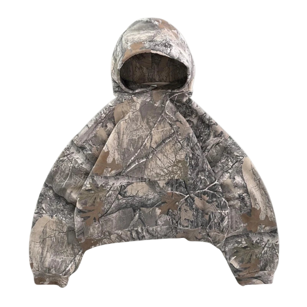 Oversized kamuflasje hettegenser for herre, komfortabel og stilig for avslappede dager.