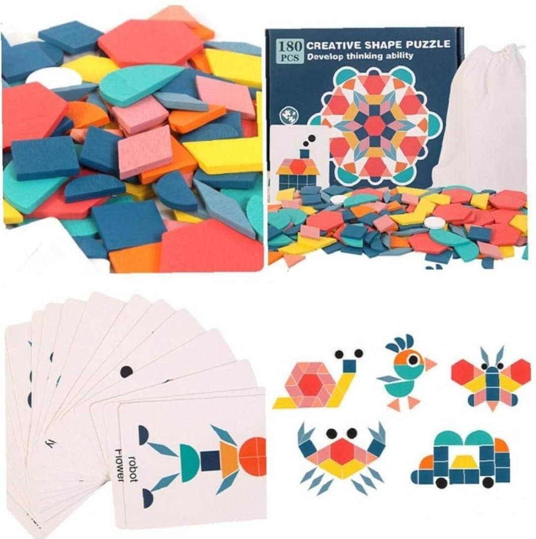 Montessori-inspirert trepuslespill for barn, utvikler finmotorikk og formgjenkjenning