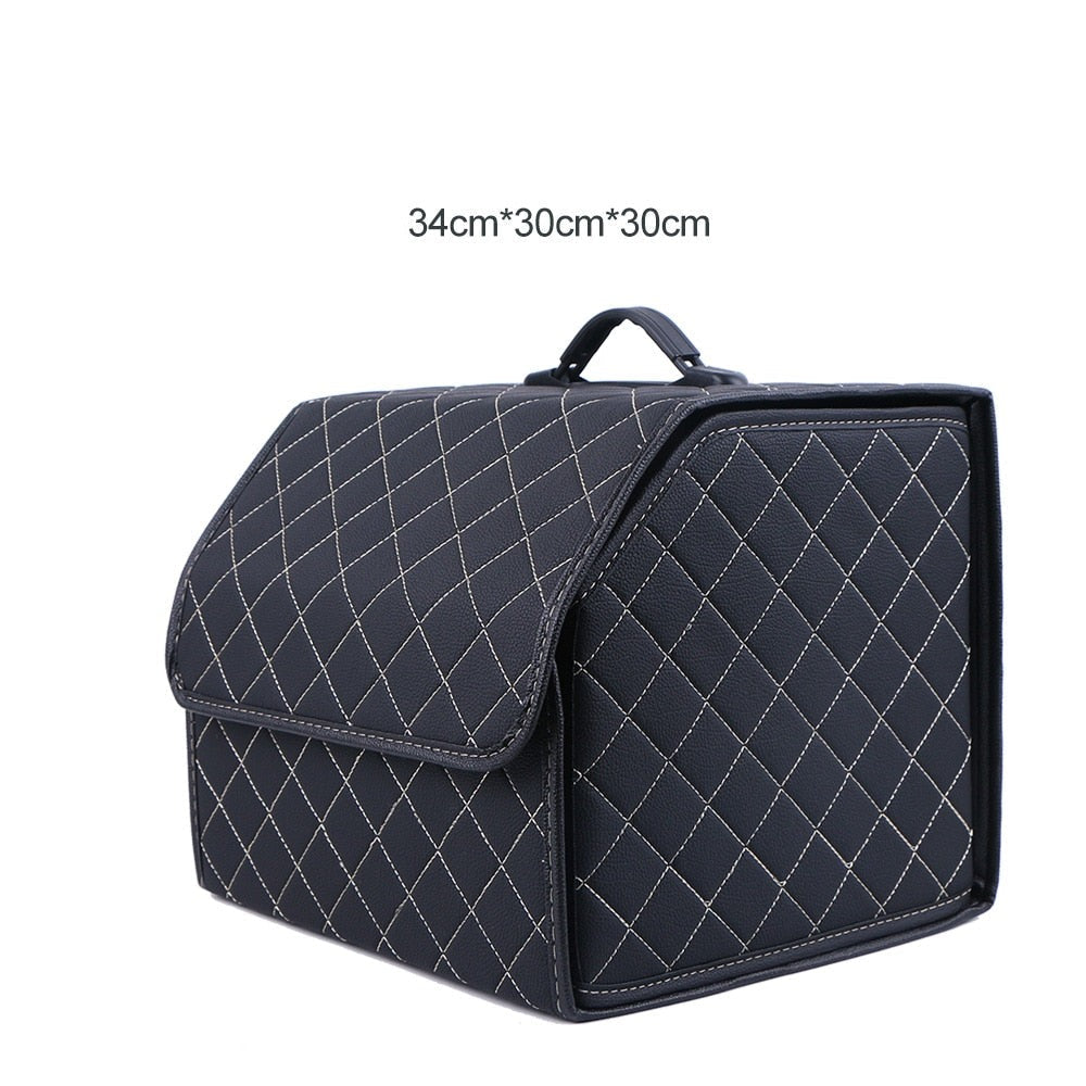 Luksuriøs bilinteriør organisering med premium PU-skinn organizer for et stilig bagasjerom.
