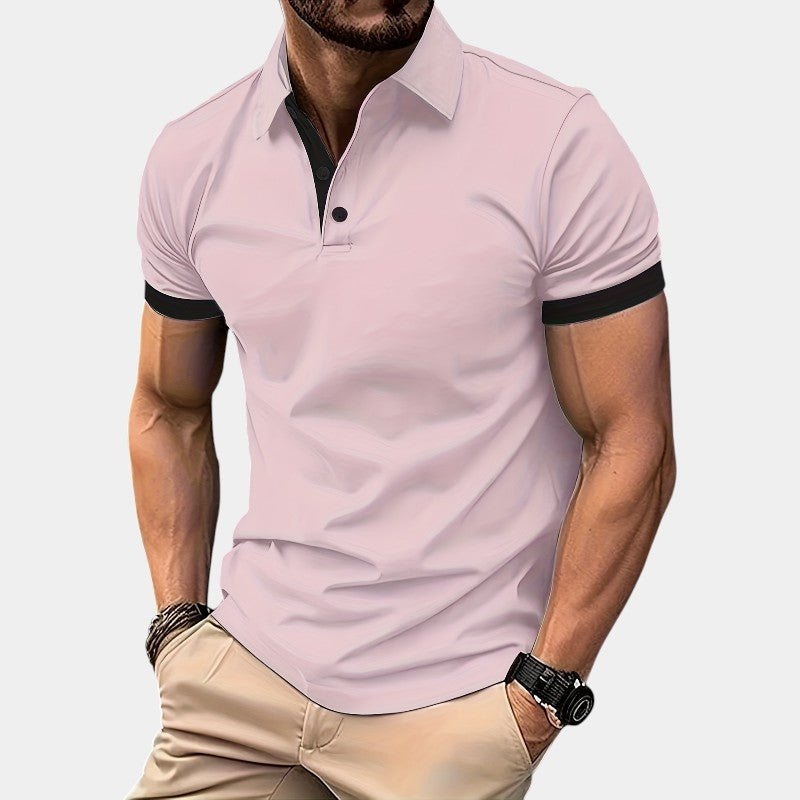 Komfortabel herre golfskjorte i pustende polyester, justert passform, perfekt for golfbanen.