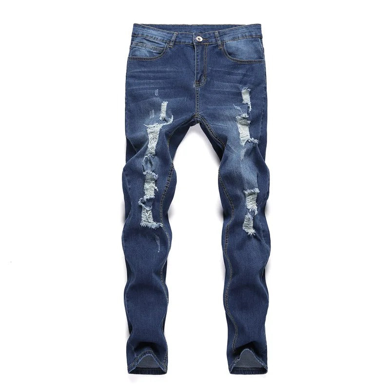Allsidige Råde skinny jeans for menn med rifter, laget av slitesterk denim.