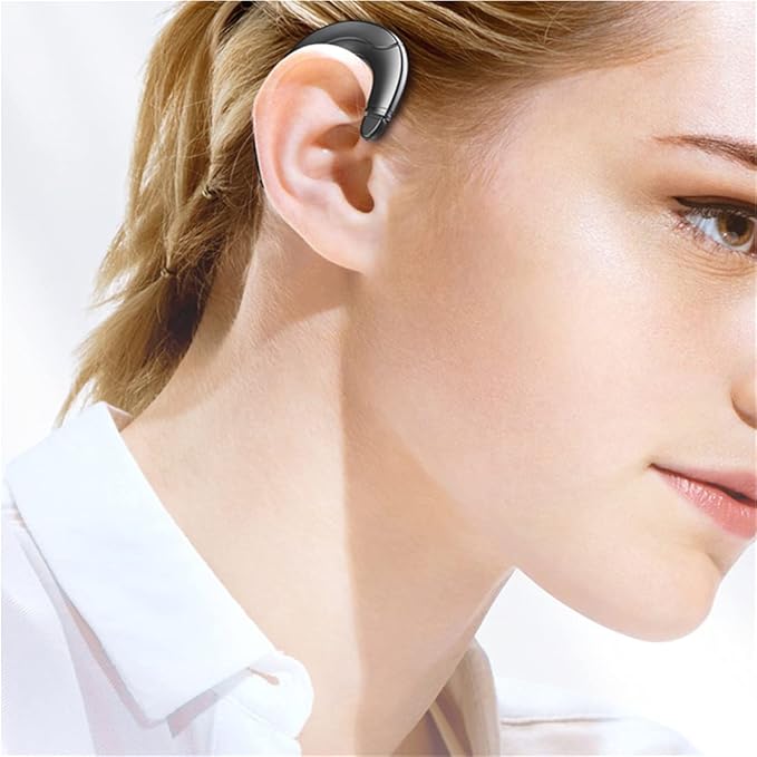 Blå Bluetooth beinledningshodetelefoner, ideelle for trening og musikk, med komfortabel passform.