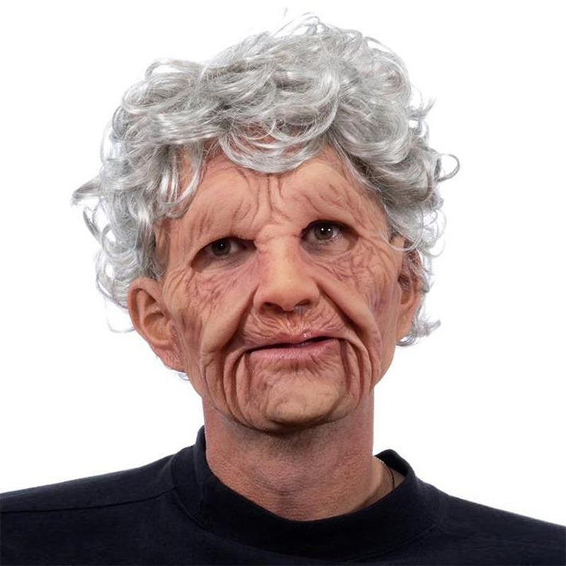 Realistisk lateksmaske i gammel mann stil for Halloween med autentiske ansiktstrekk, miljøvennlig og elastisk materiale.