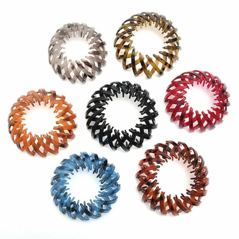 "Retro hestehale hårspenne i elastisk resin, tilgjengelig i oransje, blå, lysebrun; elegant design, skånsom mot håret."