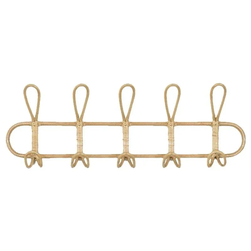 Retro vegghenger i rattan med 3 kroker, perfekt for bohem oppbevaring og entré dekorasjon