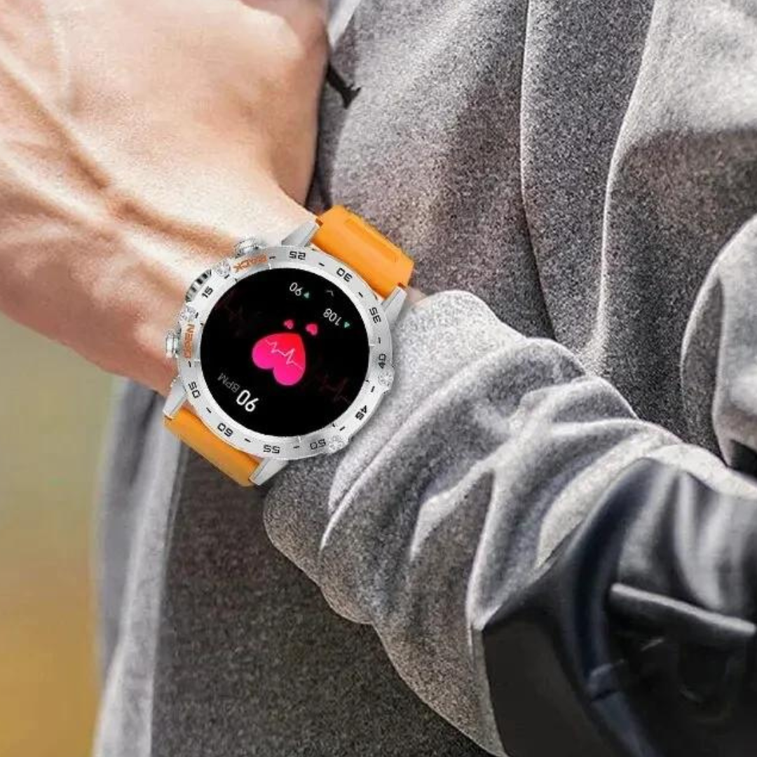 Herre smartklokke Robust med lang batterilevetid, lades enkelt. Perfekt for utendørseventyr uten hyppig lading.