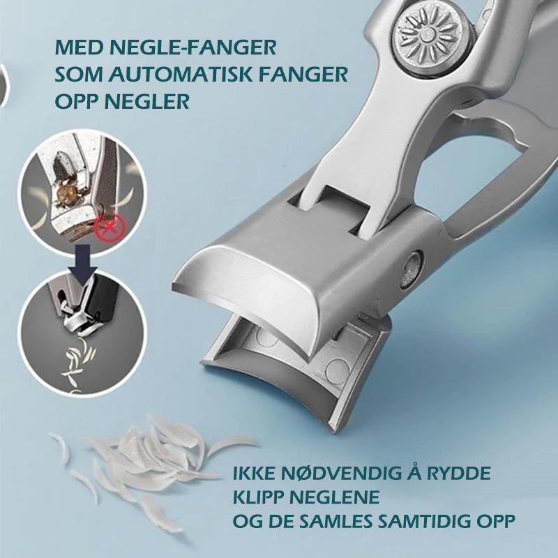 "Robust negleklipper i rustfritt stål med ultraskarpe, kurvede kanter for presis klipping av tykke negler"