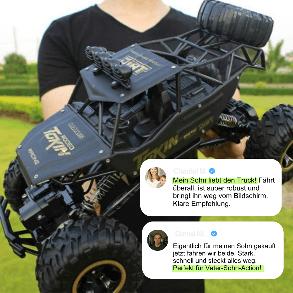 En gøyal fjernstyrt monstertruck 4x4, den perfekte gaven for timevis med utendørs RC moro.