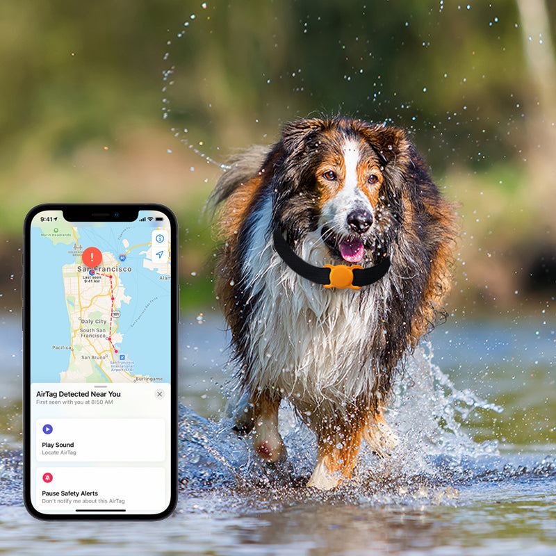 Elegant blå silikonveske til tracker, minimalt design som passer ulike halsbånd