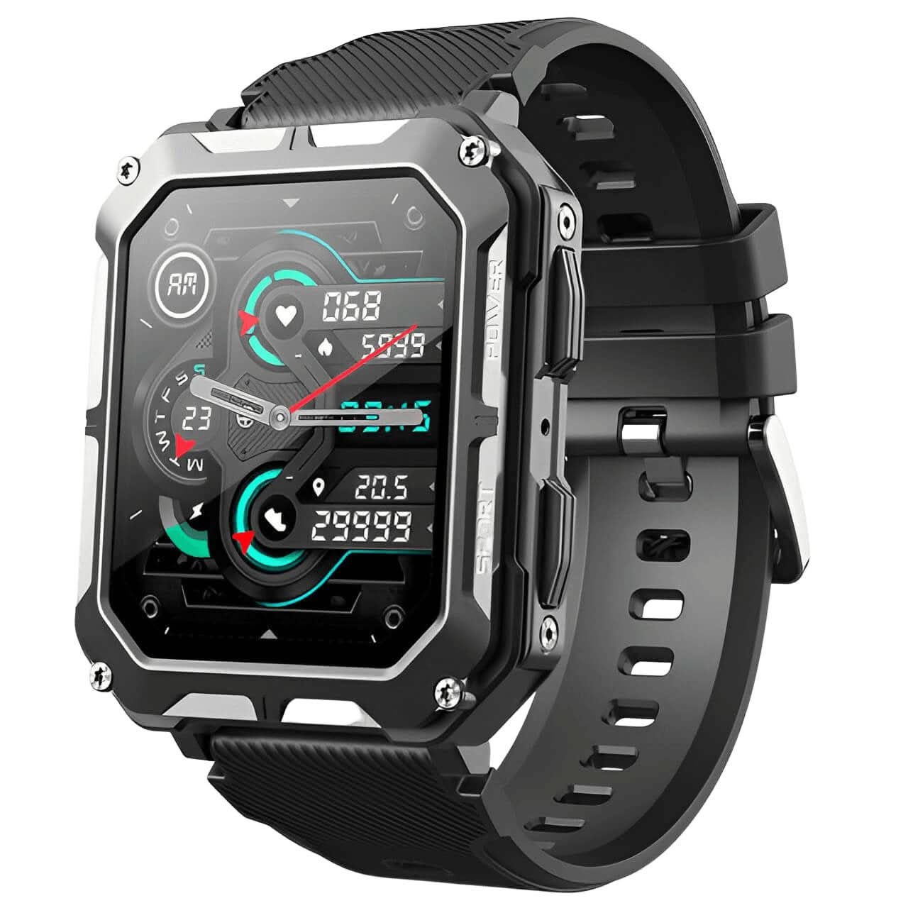 Utendørs smartklokke med GPS og aktivitetsmåler, perfekt for løping, sykling og ekspedisjoner.