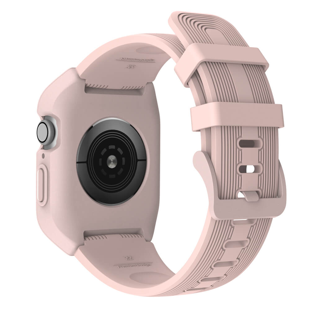 Sporty og robust klokkebeskyttelse for Apple Watch 44mm, pustende silikonrem for Series 4/5.
