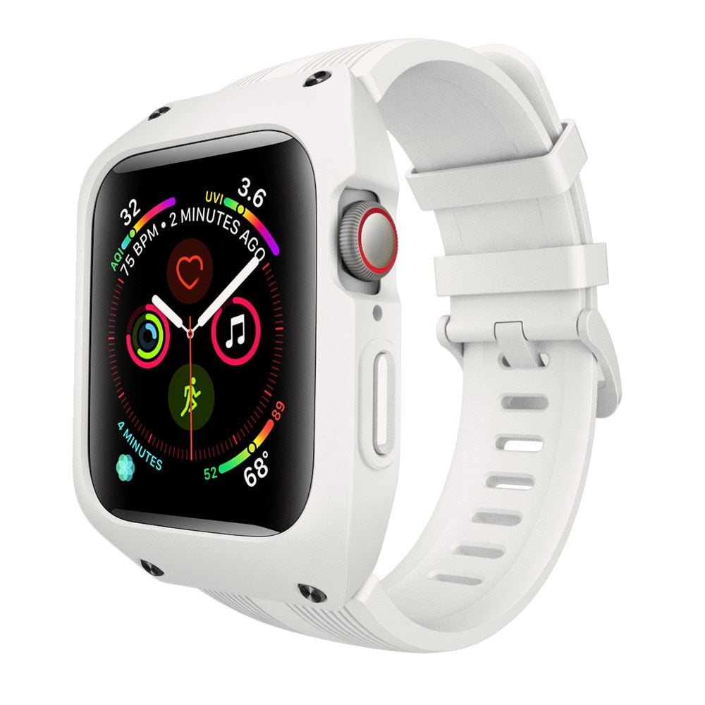 Pustende silikonrem med integrert deksel for Apple Watch 44mm Series 4/5, unisex tilbehør.