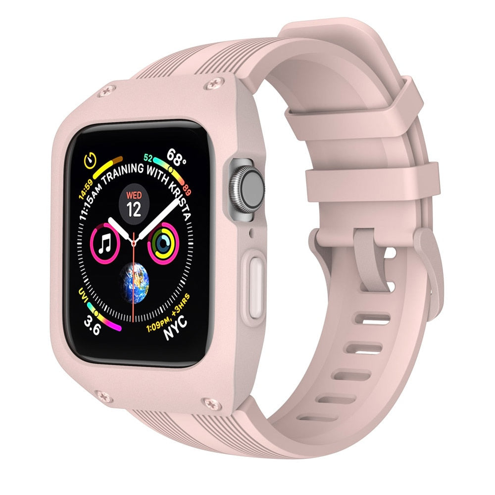 Unisex silikon klokkebeskyttelse for Apple Watch 44mm Series 4/5, gir full støtsikkerhet.