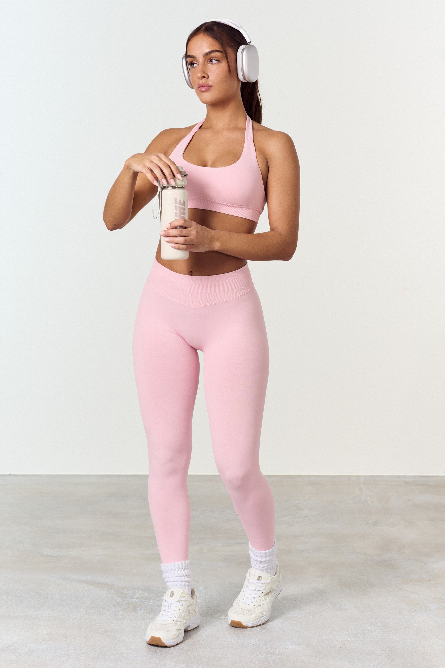 "Rosa sculpt scrunch leggings, formende, seamless tights med scrunch detalj, for kvinner, perfekt for trening."