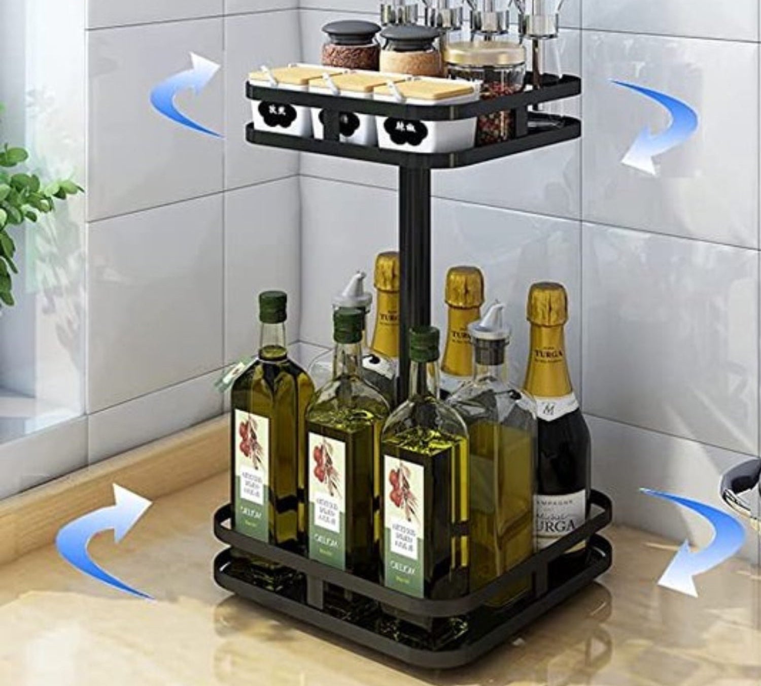 Robust roterende stativ for smart oppbevaring av småting. Perfekt for verksted, syrom eller håndarbeidsutstyr.