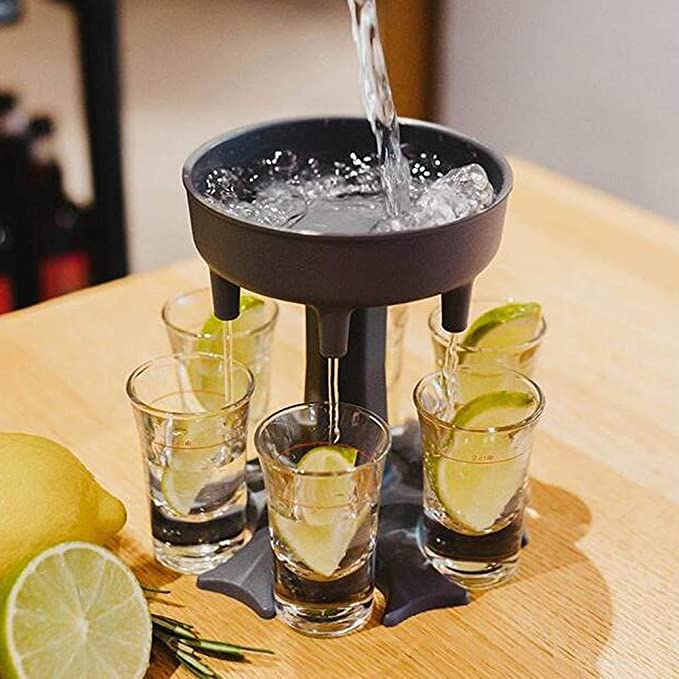 Rosa shot glassholder i biologisk nedbrytbar plast. Perfekt festtilbehør til din hjemmebar.